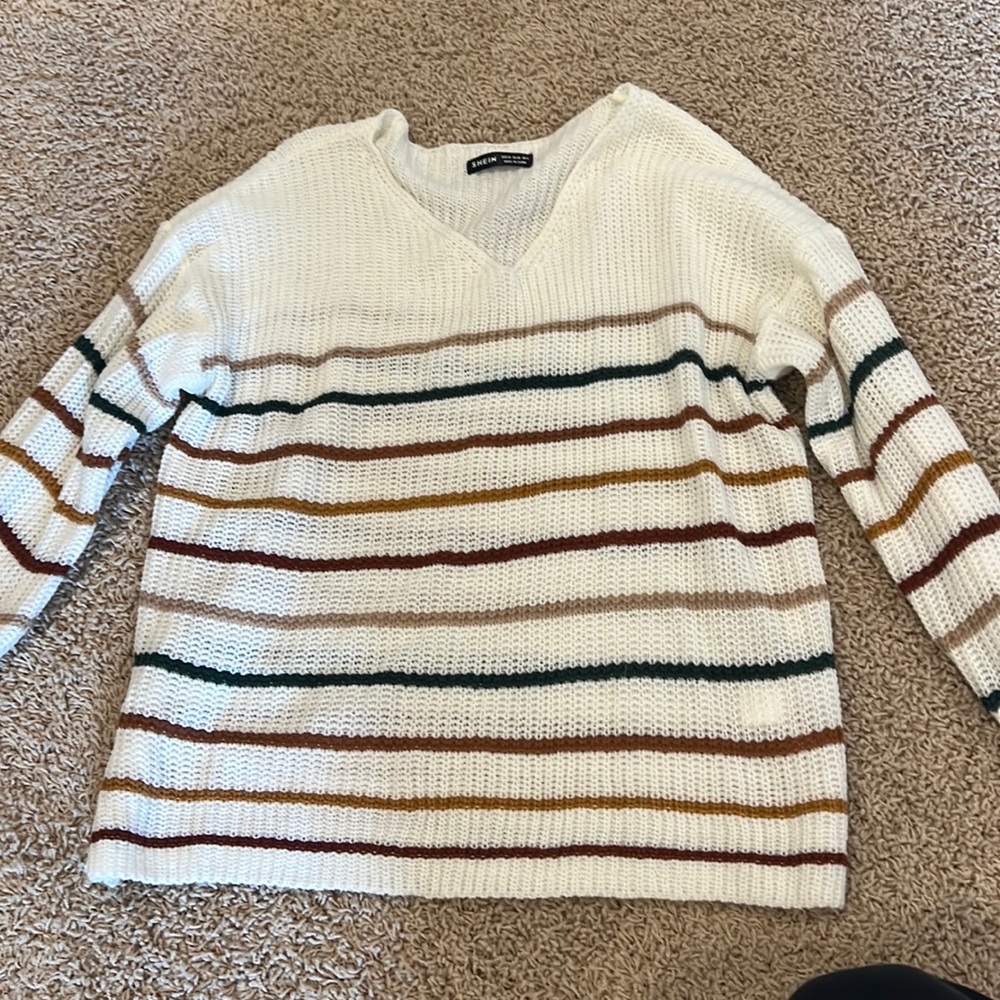shein fall sweater colorful striped